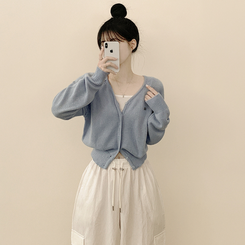 ペンダントワッペンニットカーディガン(6color) SKY BLUE