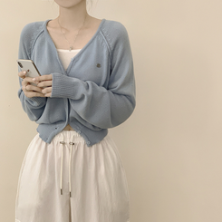 ペンダントワッペンニットカーディガン(6color) SKY BLUE