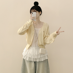 ペンダントワッペンニットカーディガン(6color) YELLOW