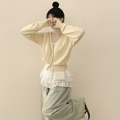 ペンダントワッペンニットカーディガン(6color) YELLOW