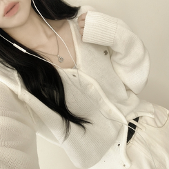 ペンダントワッペンニットカーディガン(6color) IVORY