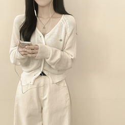 ペンダントワッペンニットカーディガン(6color) IVORY