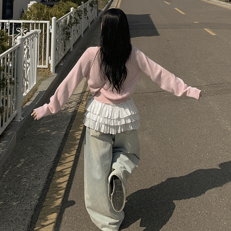 ペンダントワッペンニットカーディガン(6color) PINK