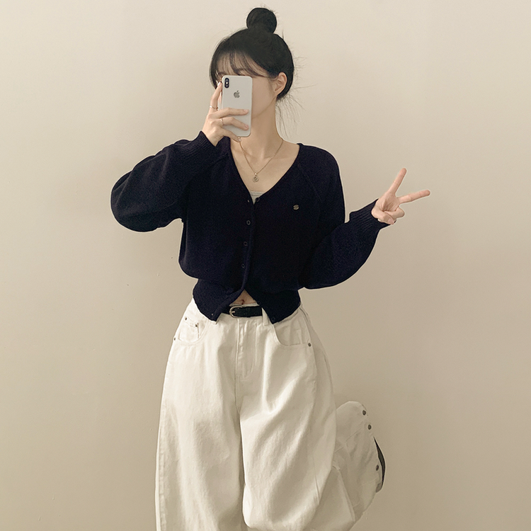 ペンダントワッペンニットカーディガン(6color) DARK BLUE