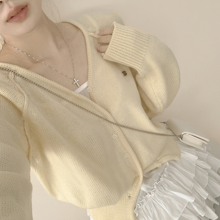 ペンダントワッペンニットカーディガン(6color) YELLOW