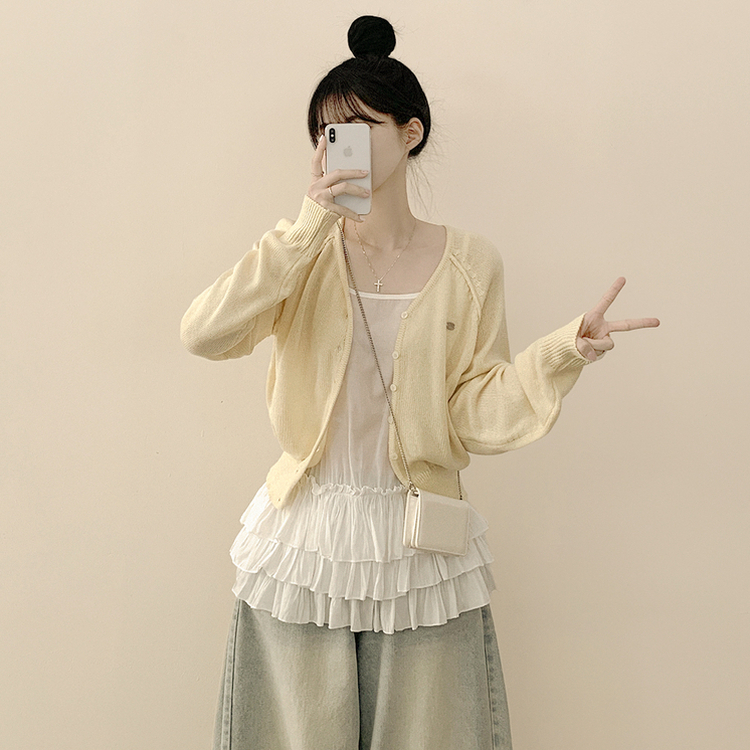 ペンダントワッペンニットカーディガン(6color) YELLOW