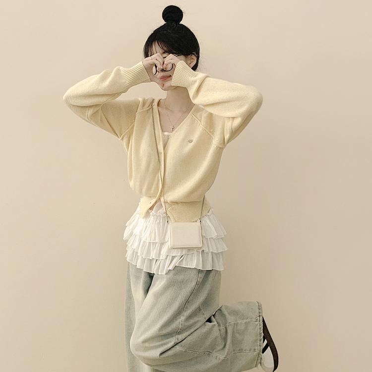 ペンダントワッペンニットカーディガン(6color) YELLOW