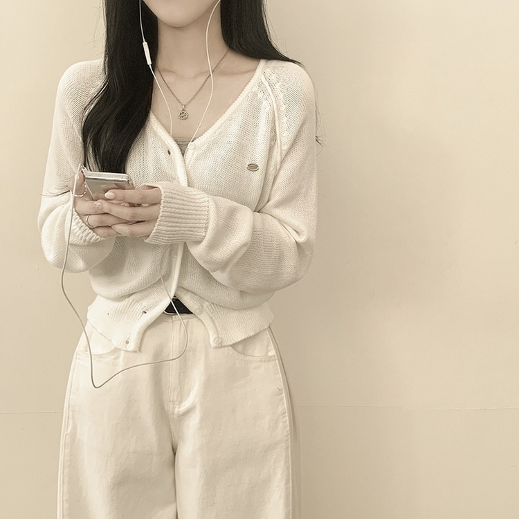 ペンダントワッペンニットカーディガン(6color) IVORY