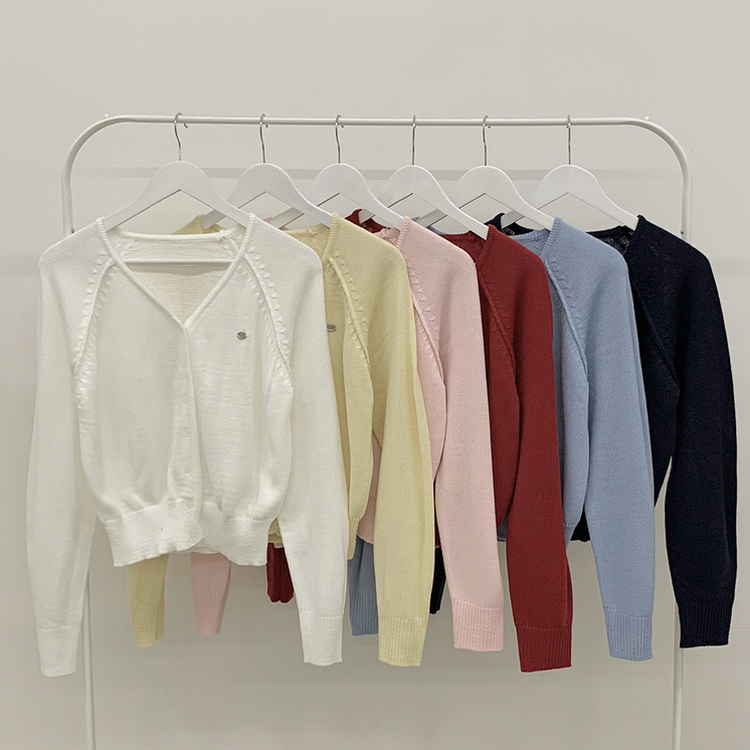 ペンダントワッペンニットカーディガン(6color)