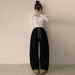 トレーニングパンツ サイドストリングトレーニングジョガーパンツ(5color) BLACK