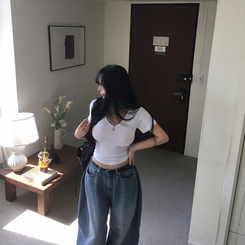 半袖Tシャツ レイヤードセミクロップ半袖Tシャツ IVORY