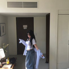 半袖Tシャツ レイヤードセミクロップ半袖Tシャツ IVORY