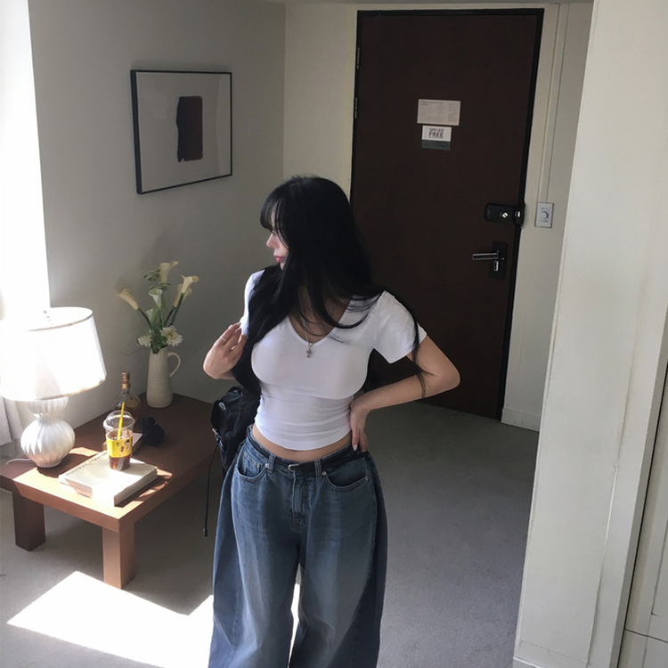 レイヤードセミクロップ半袖Tシャツ IVORY