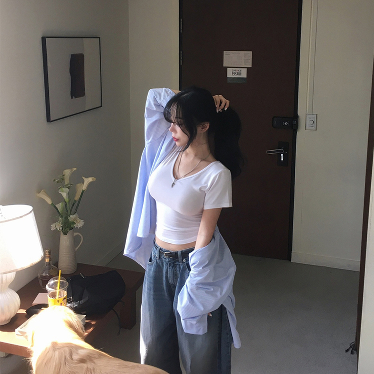 半袖Tシャツ レイヤードセミクロップ半袖Tシャツ IVORY