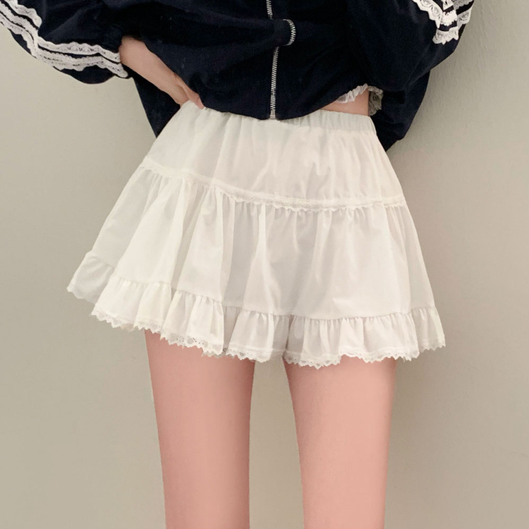 슈가 러블리 바스락 레이스 캉캉 미니 스커트 화이트