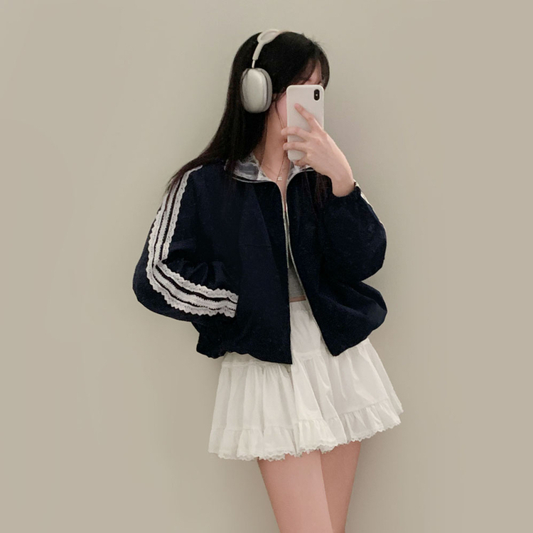 슈가 러블리 바스락 레이스 캉캉 미니 스커트 화이트