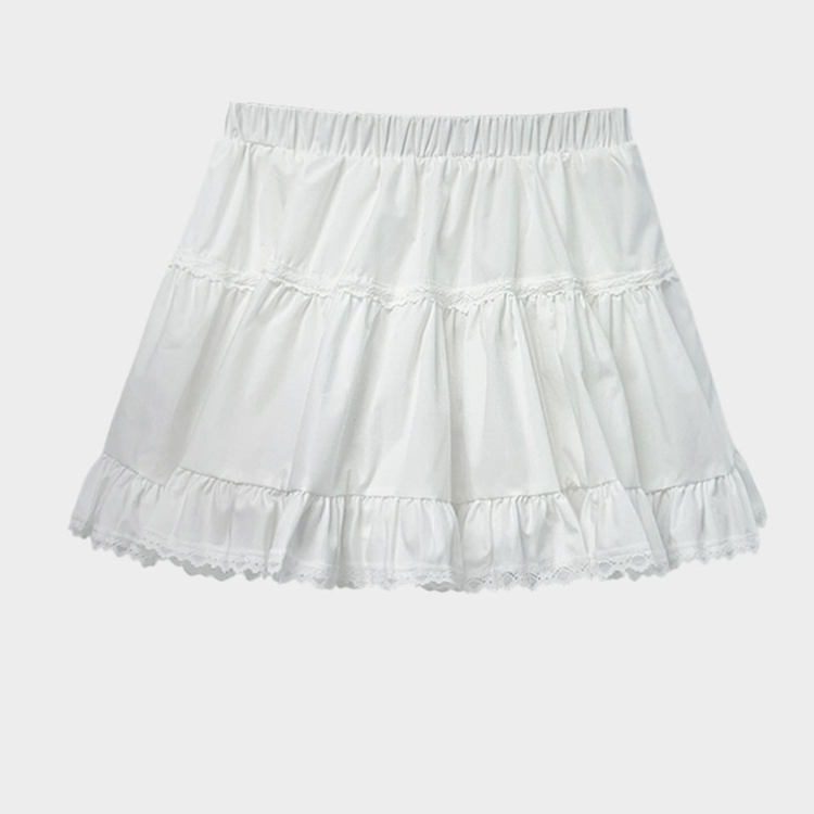 슈가 러블리 바스락 레이스 캉캉 미니 스커트