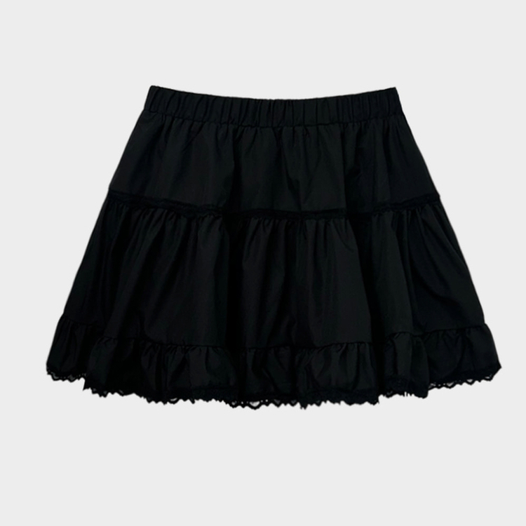 슈가 러블리 바스락 레이스 캉캉 미니 스커트