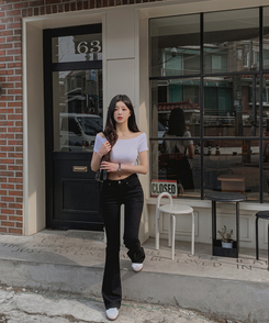 ローライズ骨盤パッドブーツカットパンツ BLACK