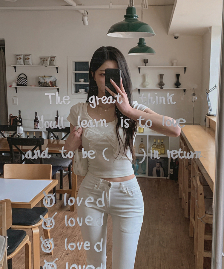 ローライズ骨盤パッドブーツカットパンツ WHITE