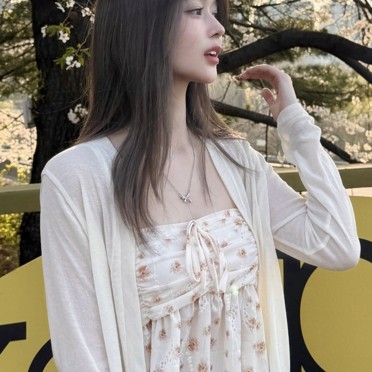 리본 다이아드롭 목걸이 실버