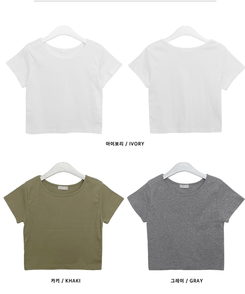 半袖Tシャツ 無地Uネッククロップ半袖Tシャツ(5color)