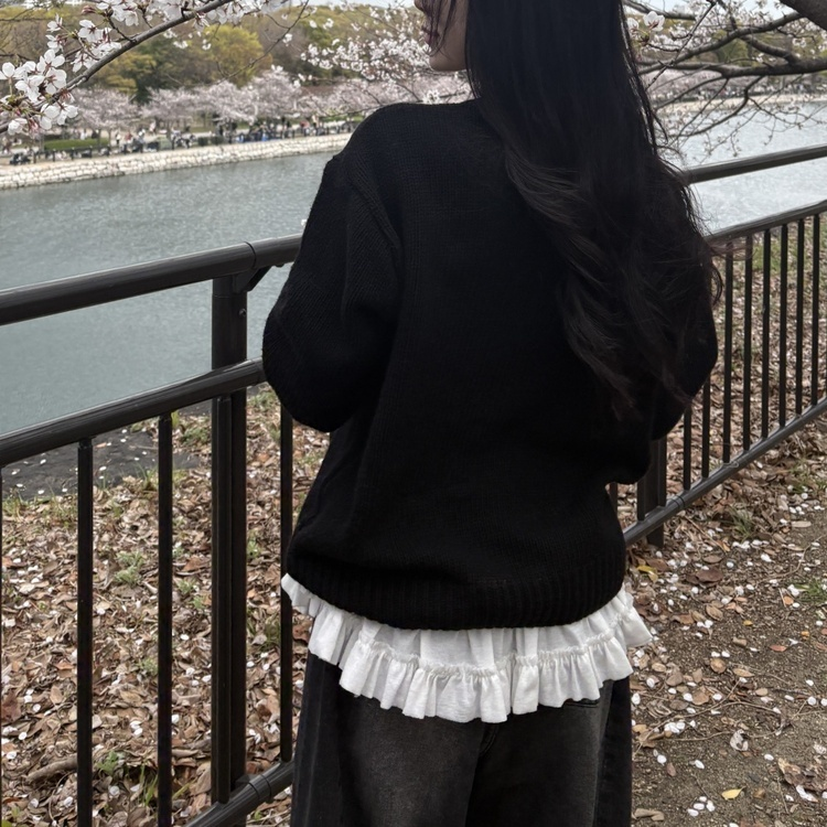 프릴긴팔티셔츠 아이보리