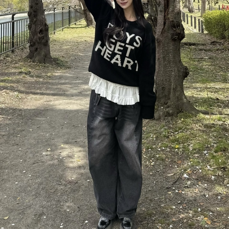 프릴긴팔티셔츠 아이보리