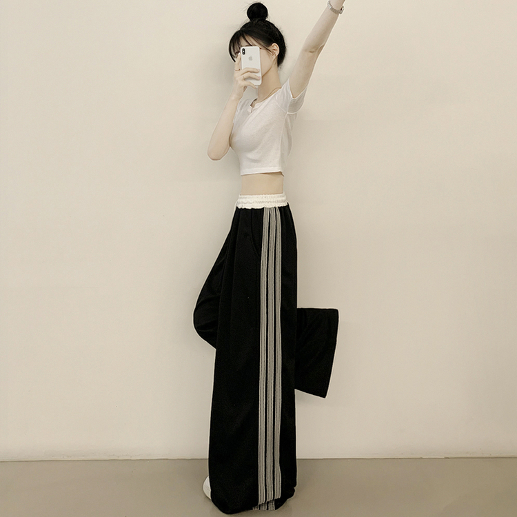 レースラインワイドトレーニングパンツ BLACK