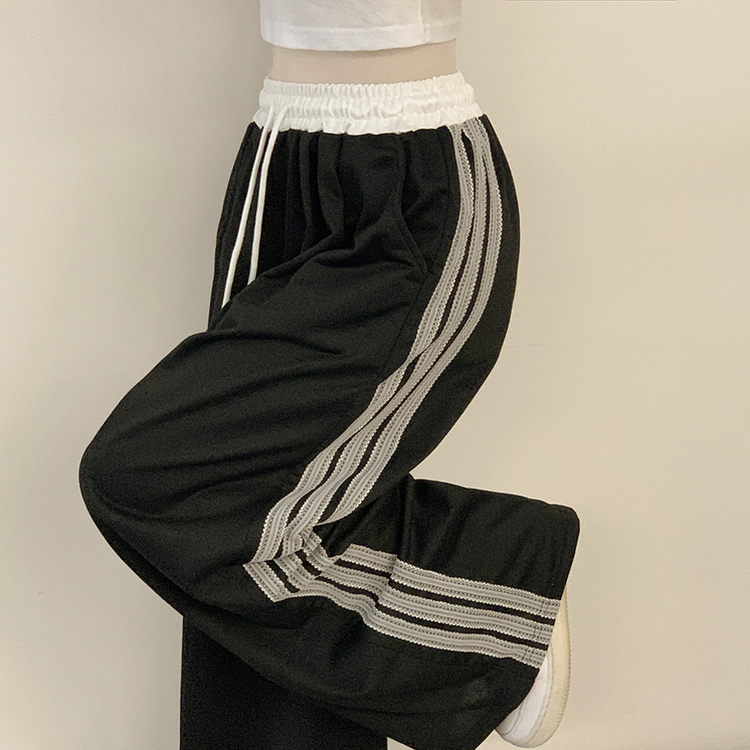 レースラインワイドトレーニングパンツ BLACK