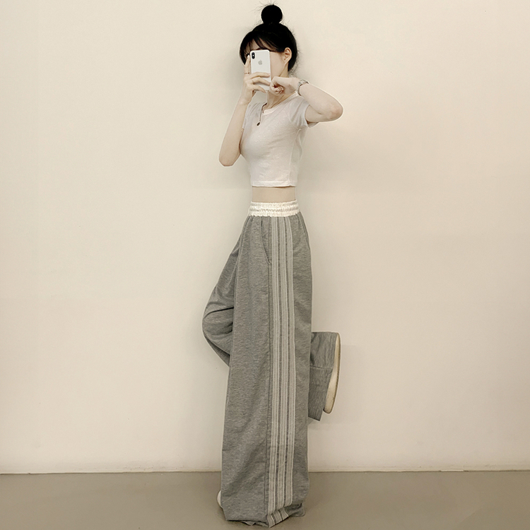 レースラインワイドトレーニングパンツ GREY