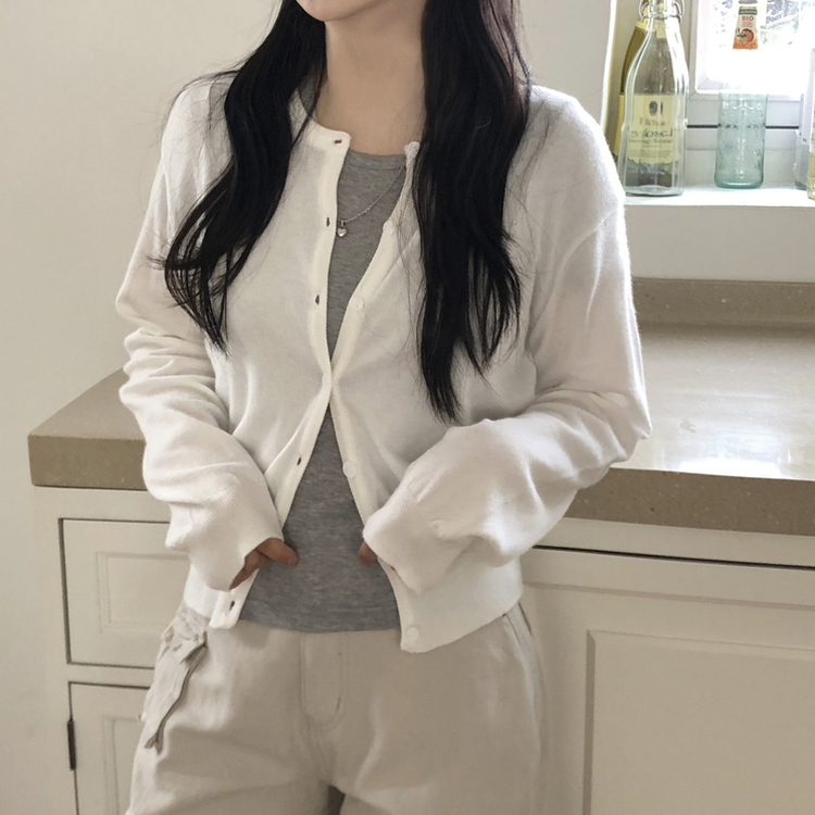 デイリーシンプル長袖カーディガン(10color) IVORY