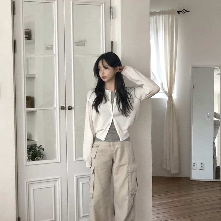 デイリーシンプル長袖カーディガン(10color) IVORY