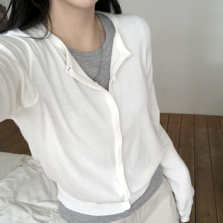 デイリーシンプル長袖カーディガン(10color) IVORY