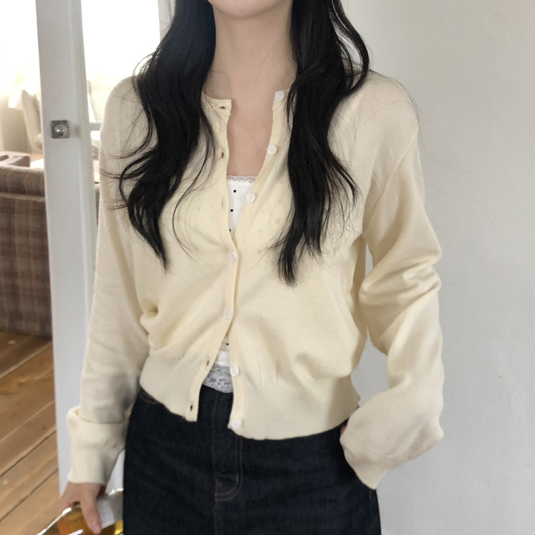 デイリーシンプル長袖カーディガン(10color) CREAM