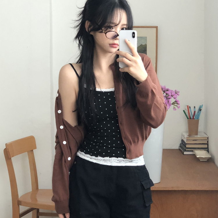 デイリーシンプル長袖カーディガン(10color) BROWN