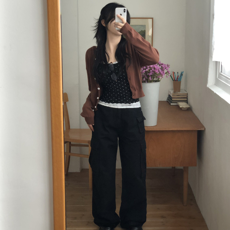 デイリーシンプル長袖カーディガン(10color) BROWN