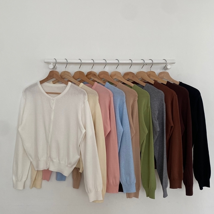 デイリーシンプル長袖カーディガン(10color)
