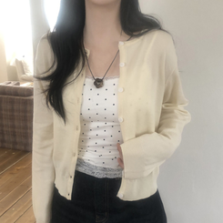 [캡내장!라인잡아주는!]도트 땡땡이 날씬여리핏 슬립 캡 레이스 쫀쫀 끈나시 2color 화이트