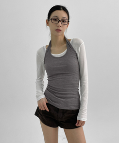 ストライプホルターキャミソール(5color) GREY