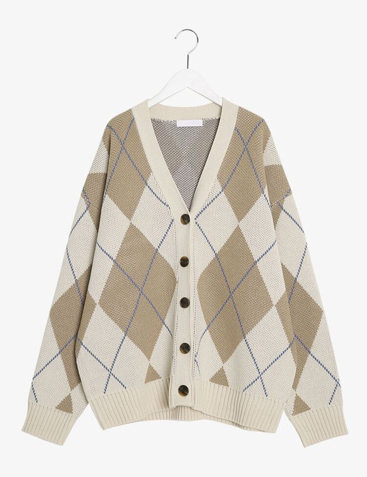 アーガイルロングカーディガン｜カーディガン｜韓国ファッション