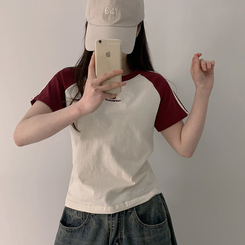 半袖Tシャツ フィットカラーライン半袖Tシャツ CREAM