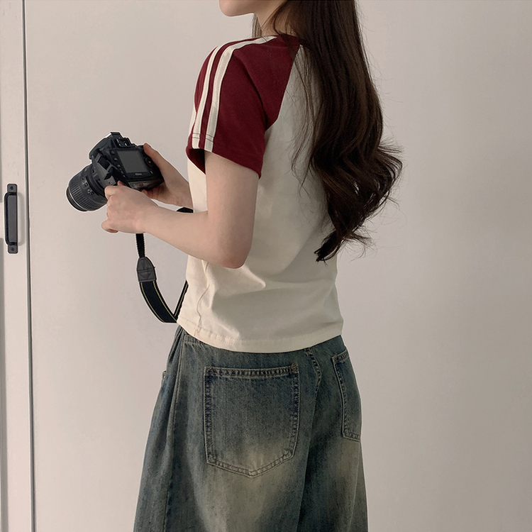 フィットカラーライン半袖Tシャツ CREAM