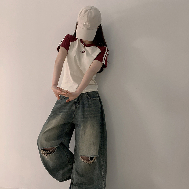 フィットカラーライン半袖Tシャツ CREAM