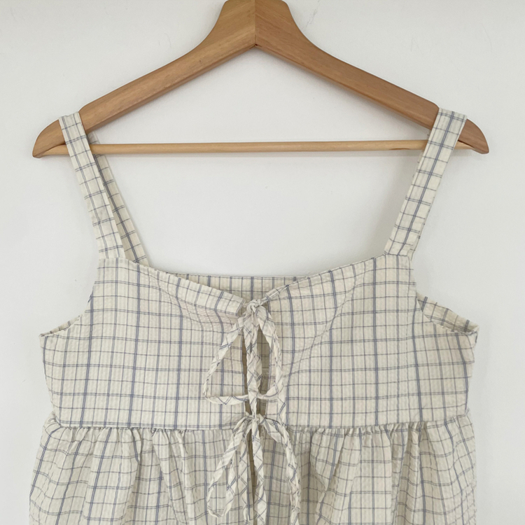 チェックリボンビスチェブラウス