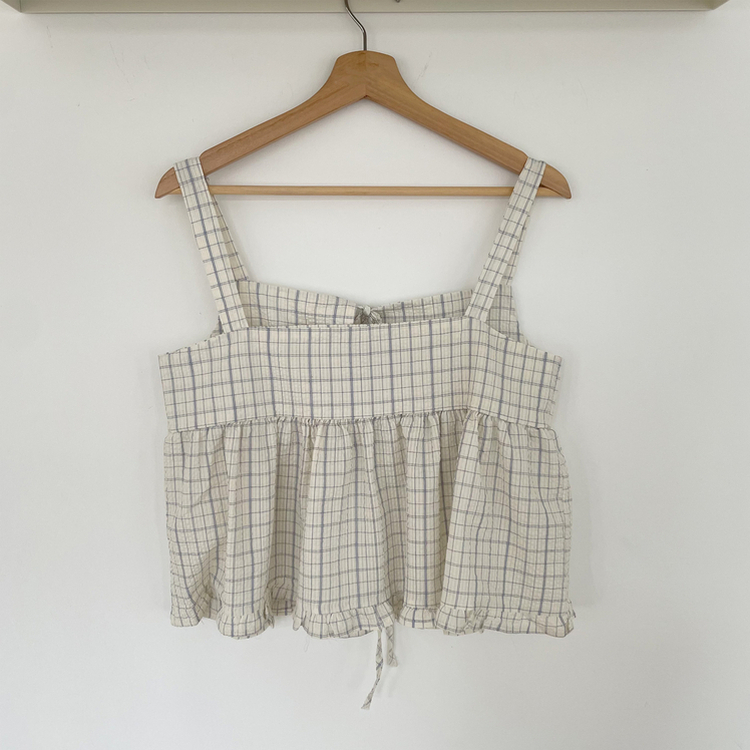 チェックリボンビスチェブラウス