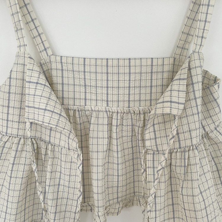 チェックリボンビスチェブラウス