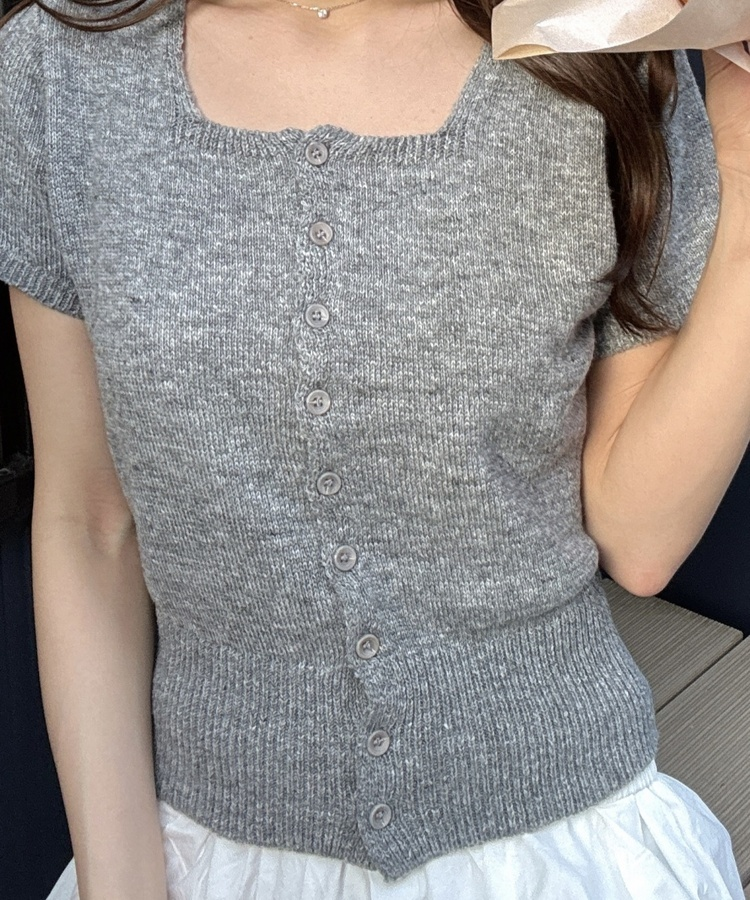 스퀘어넥 니트 가디건