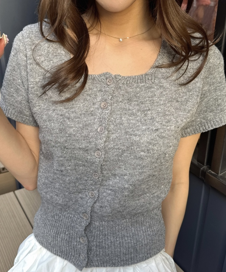 스퀘어넥 니트 가디건