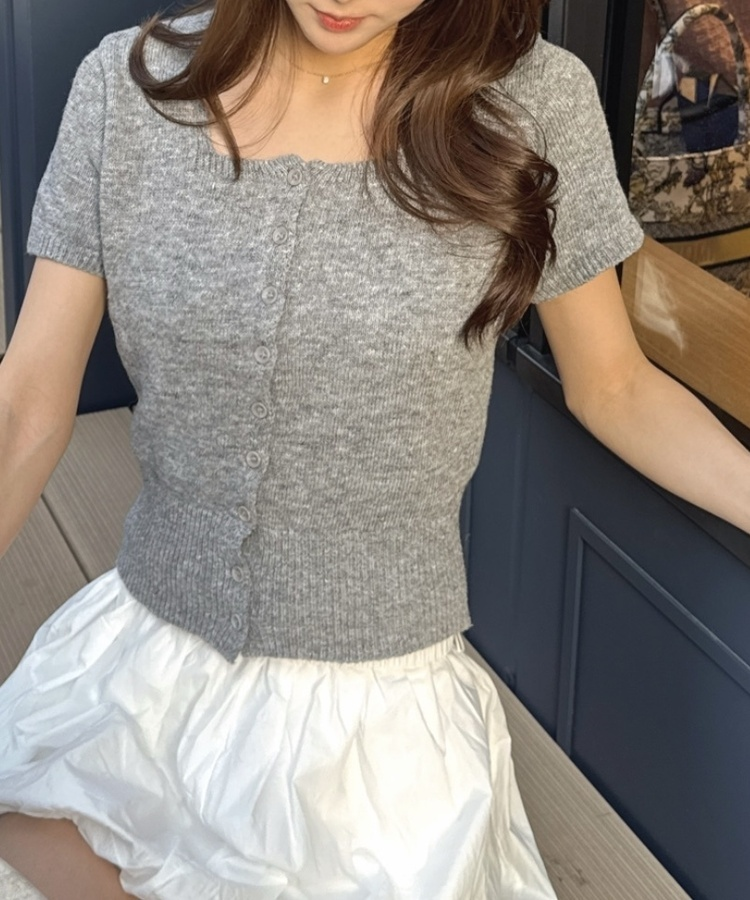 스퀘어넥 니트 가디건